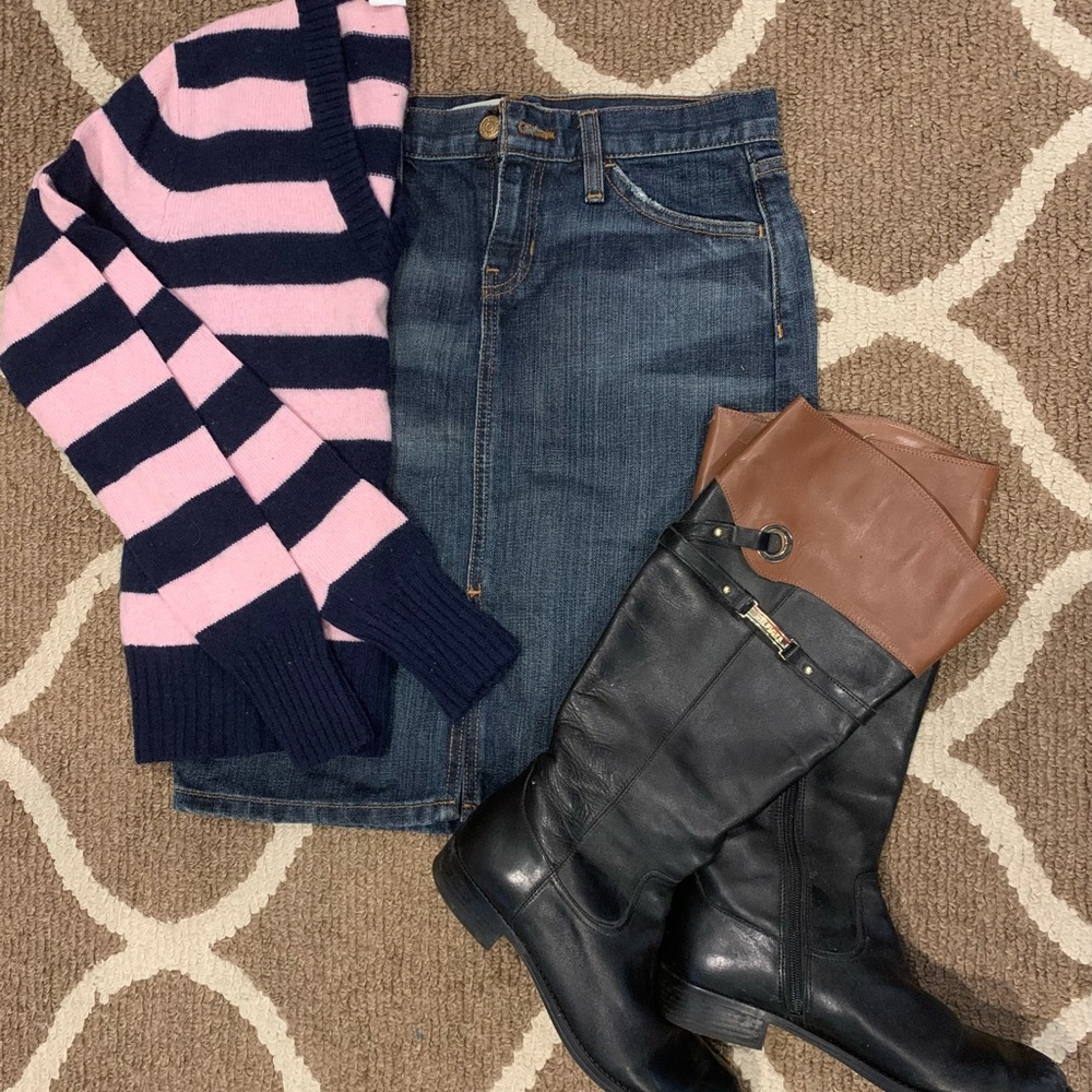 J.Crew Small pink and blue striped wool sweater. - Picture 4 of 4